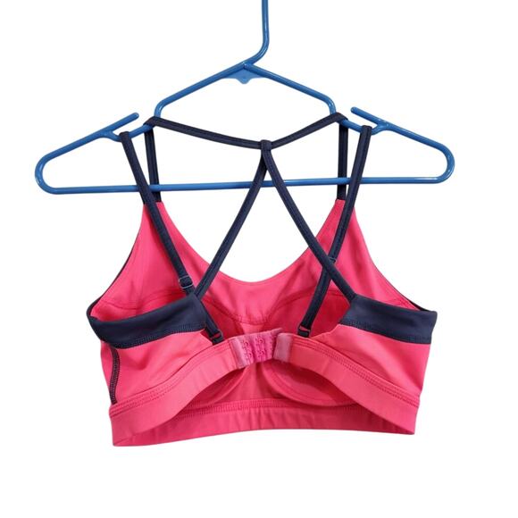 Bright Pink Coral and Gray Grey Colorblock Strappy Sportsbra Adjustable Band - Picture 2 of 4